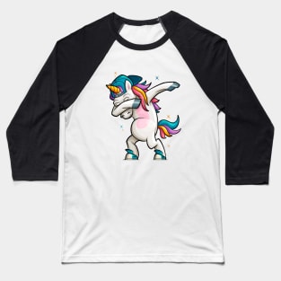 Dabbing Unicorn with backwards hat | Funny Dab Dance Baseball T-Shirt